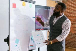 Empleado de Armoa Events organizando un plan de Marketing digital.